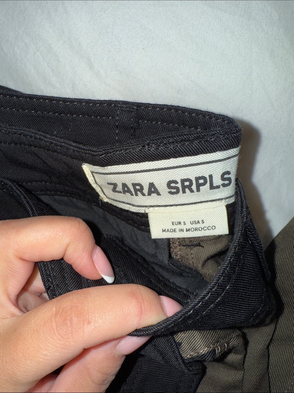Womens Two-Tone denim Pants - Black & Olive - Picture 6 of 9